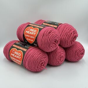Vintage Coats & Clark Red Heart Super Saver Yarn 375 RASPBERRY Lot of 5 USA